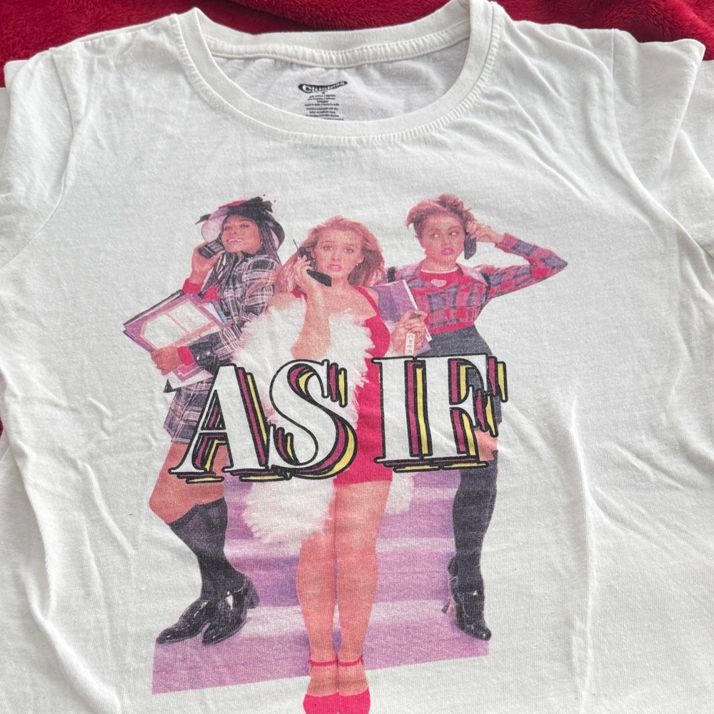 Clueless 'AS IF' Graphic Tee - White with Pink Print